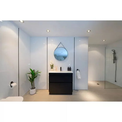 VALENTINA SLIM FLOOR STANDING VANITY | DARK OAK | 600MM | PLYWOOD WITH CERAMIC TOP