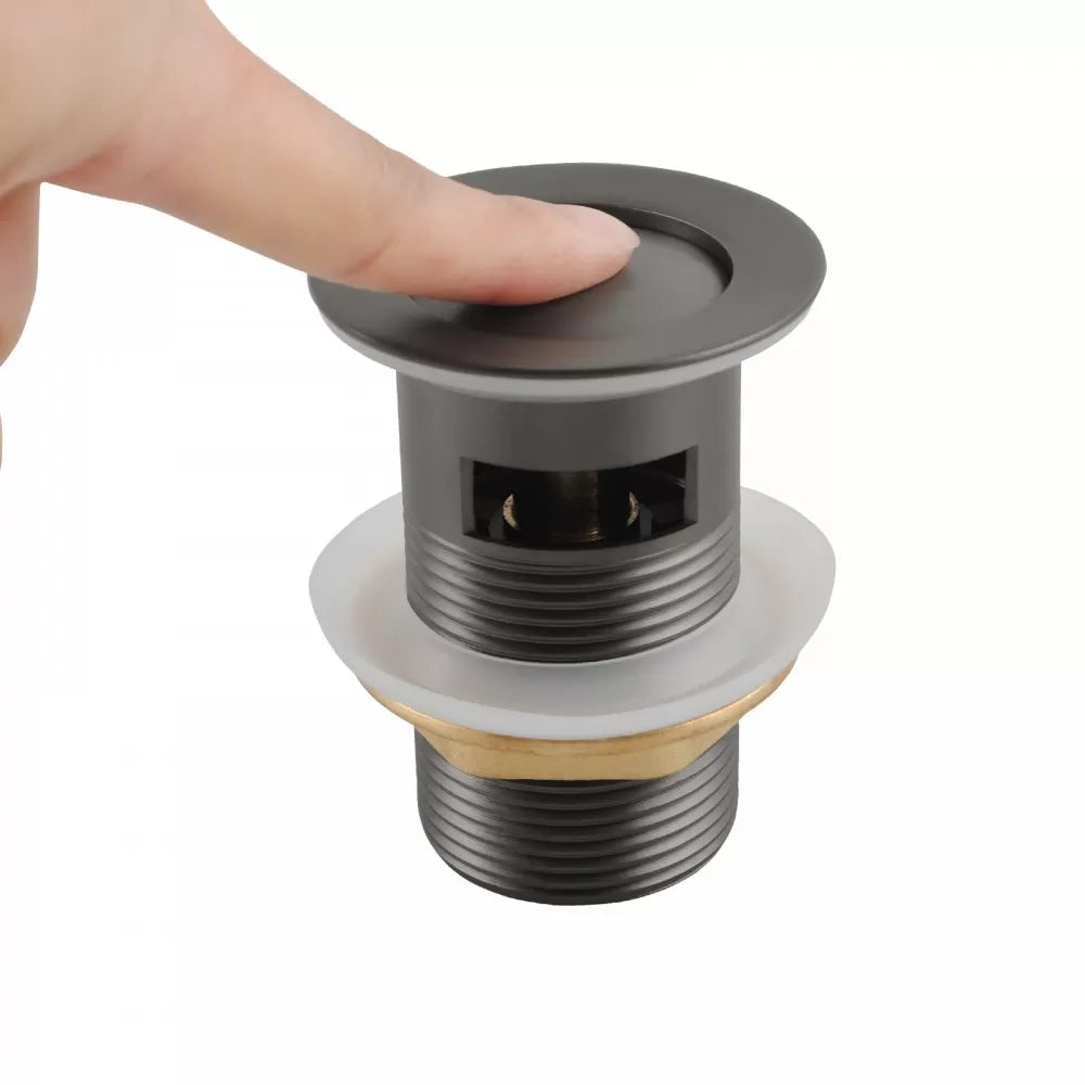 32MM SOLID BRASS BASIN POP UP WASTE WITH OVERFLOW - GUNMETAL GREY - The Tile Collection™