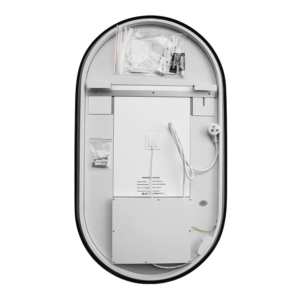 900x500MM GUNMETAL GREY FRAME OVAL BACKLIT LED MIRROR WITH MOTION SENSOR | DEFOGGER | 3 COLOURS LIGHTS