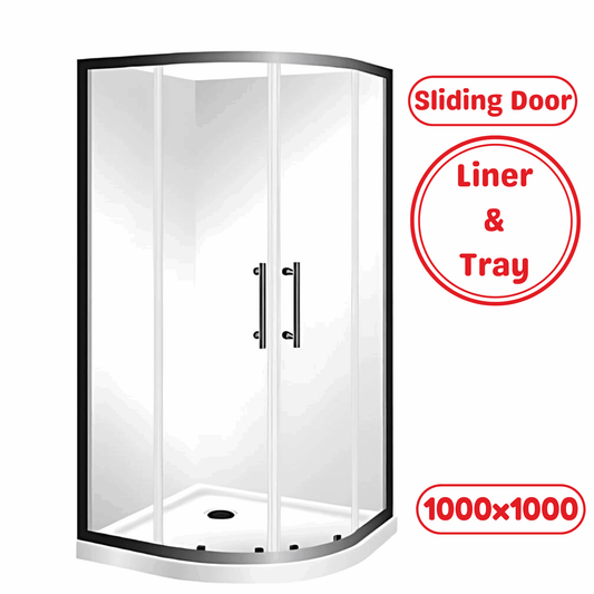 1000X1000MM ROUND SHOWER ENCLOSURE KIT - BLACK - The Tile Collection™