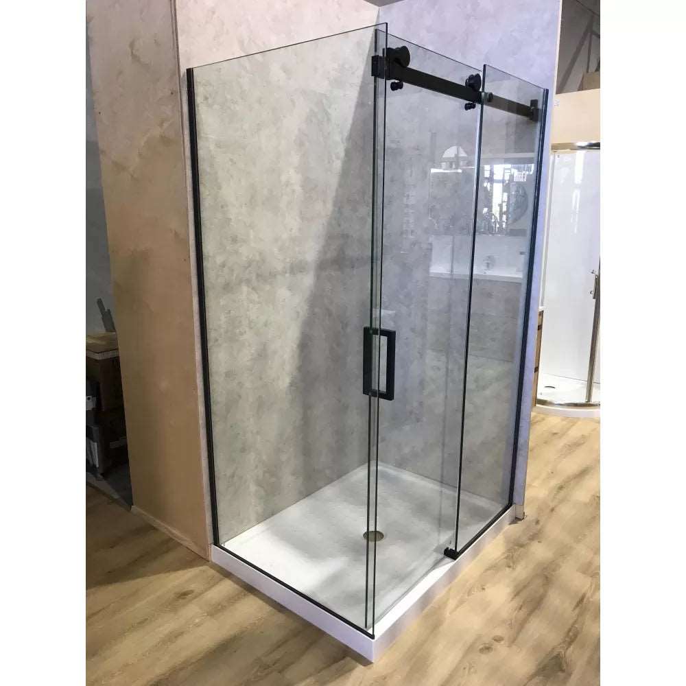 1200X800MM FRAMELESS SLIDING DOOR SHOWER ENCLOSURE- BLACK - The Tile Collection™