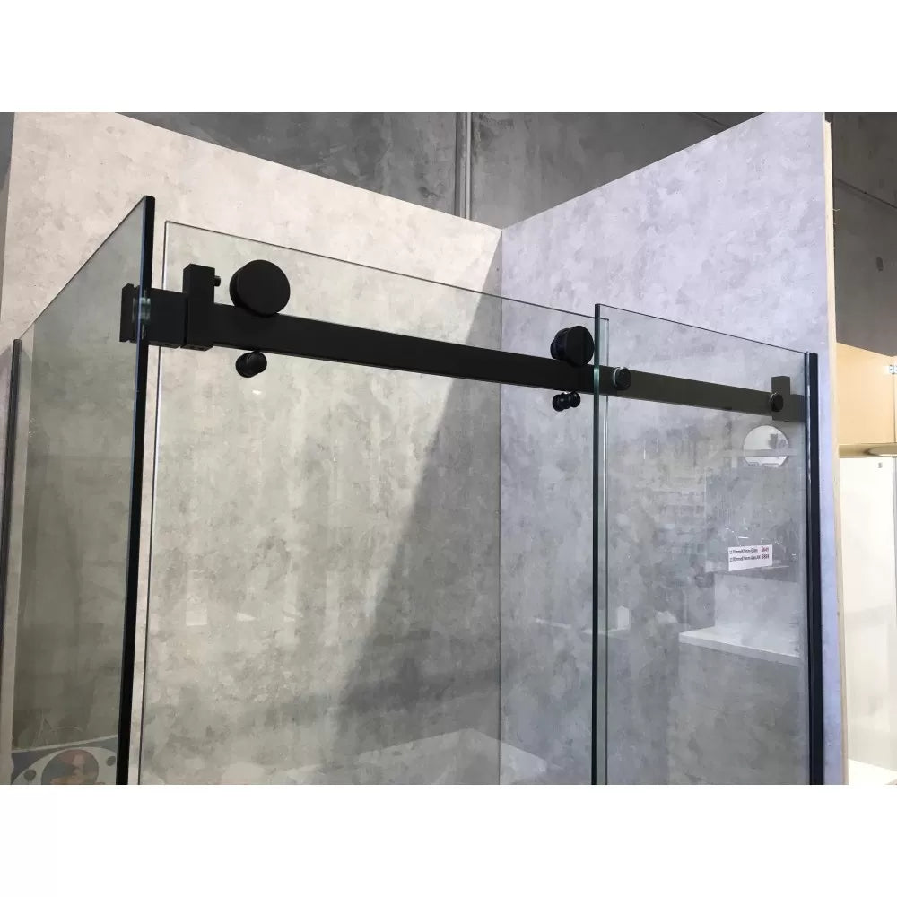 1200X800MM FRAMELESS SLIDING DOOR SHOWER ENCLOSURE- BLACK - The Tile Collection™