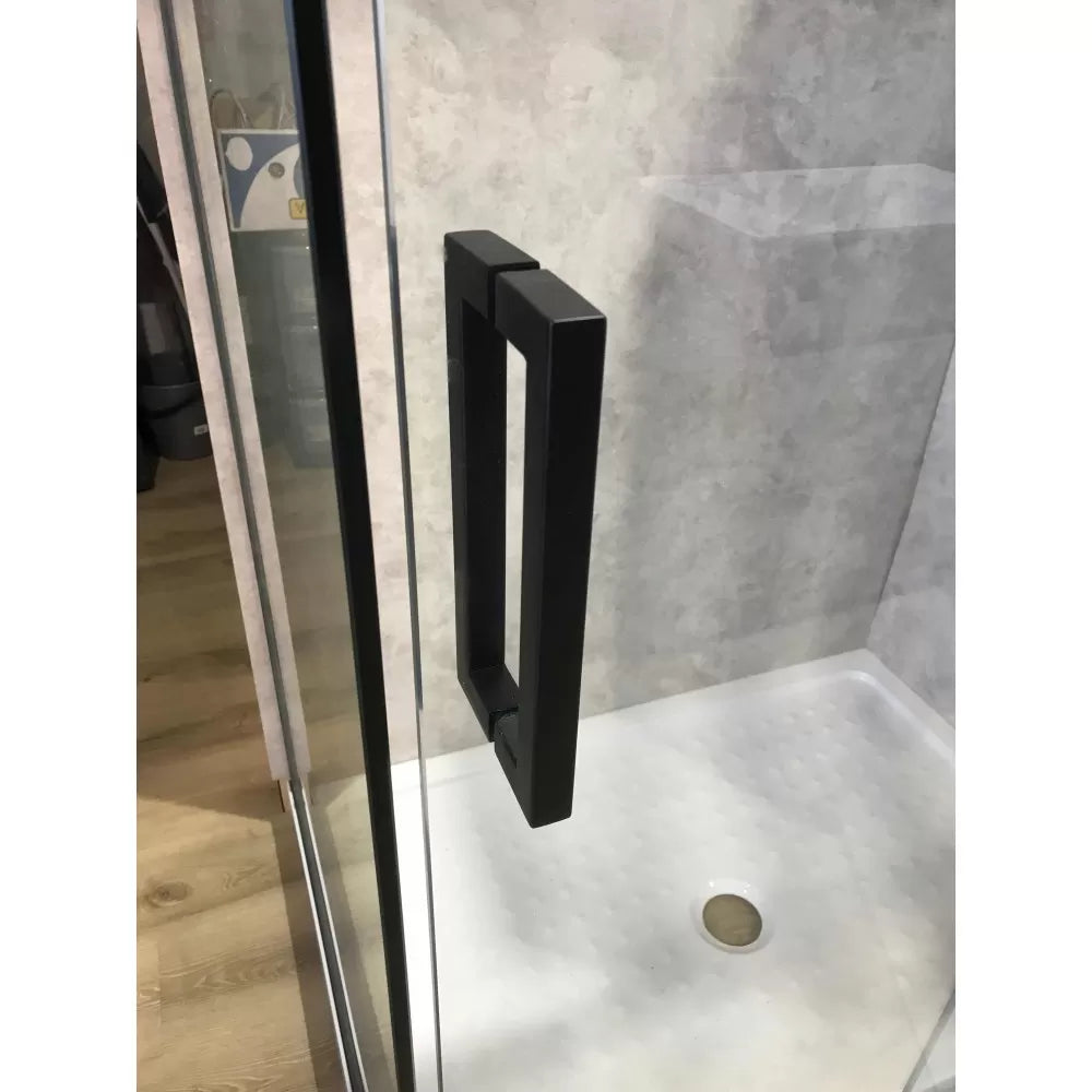1200X800MM FRAMELESS SLIDING DOOR SHOWER ENCLOSURE- BLACK - The Tile Collection™