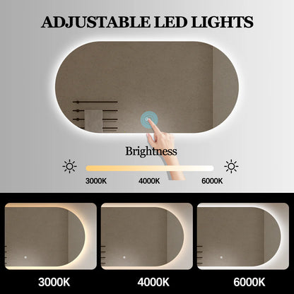PREMIUM OVAL BACKLIT LED MIRROR 1400X700MM WITH DEMISTER - 3 COLOUR LIGHTS
