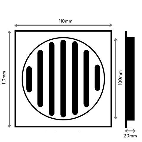 ZEPHYR 100MM SQUARE FLOOR DRAIN - CHROME