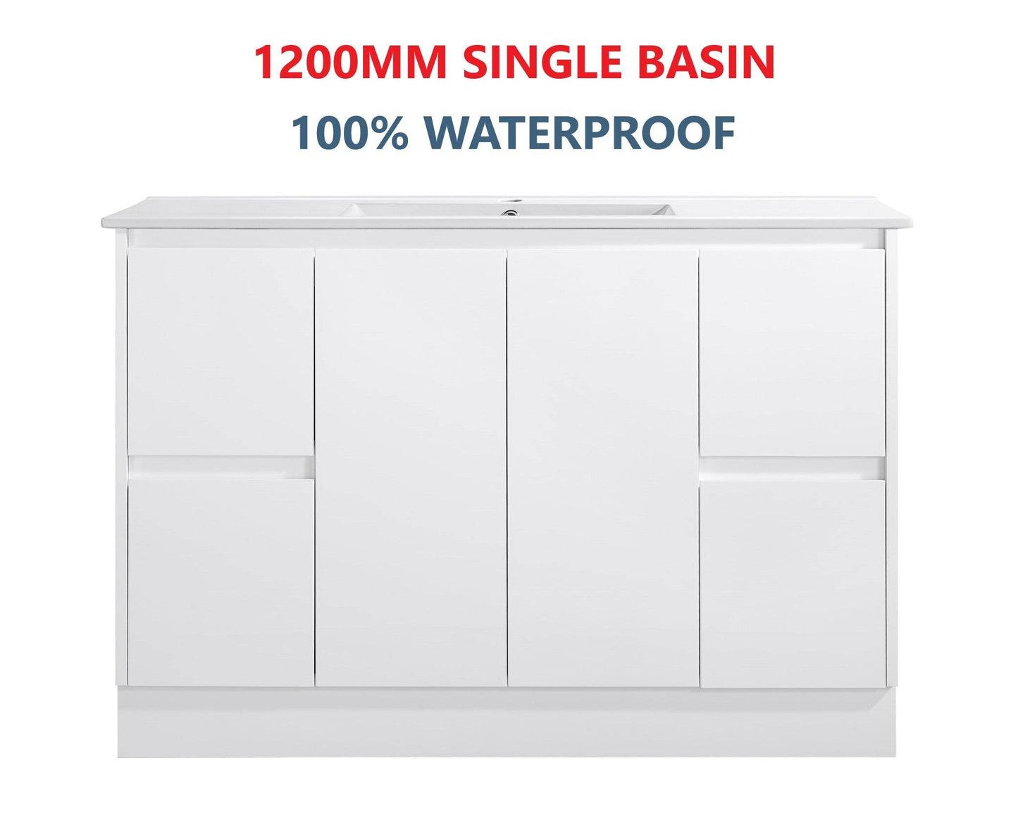 1200mmWhite Floostanding Vanity 100% Waterproof - The Tile Collection™