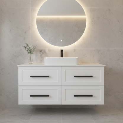HAMPTON WALL HUNG VANITY | 1500MM | SHAKER STYLE | PLYWOOD | SINGLE BASE CABINET ONLY