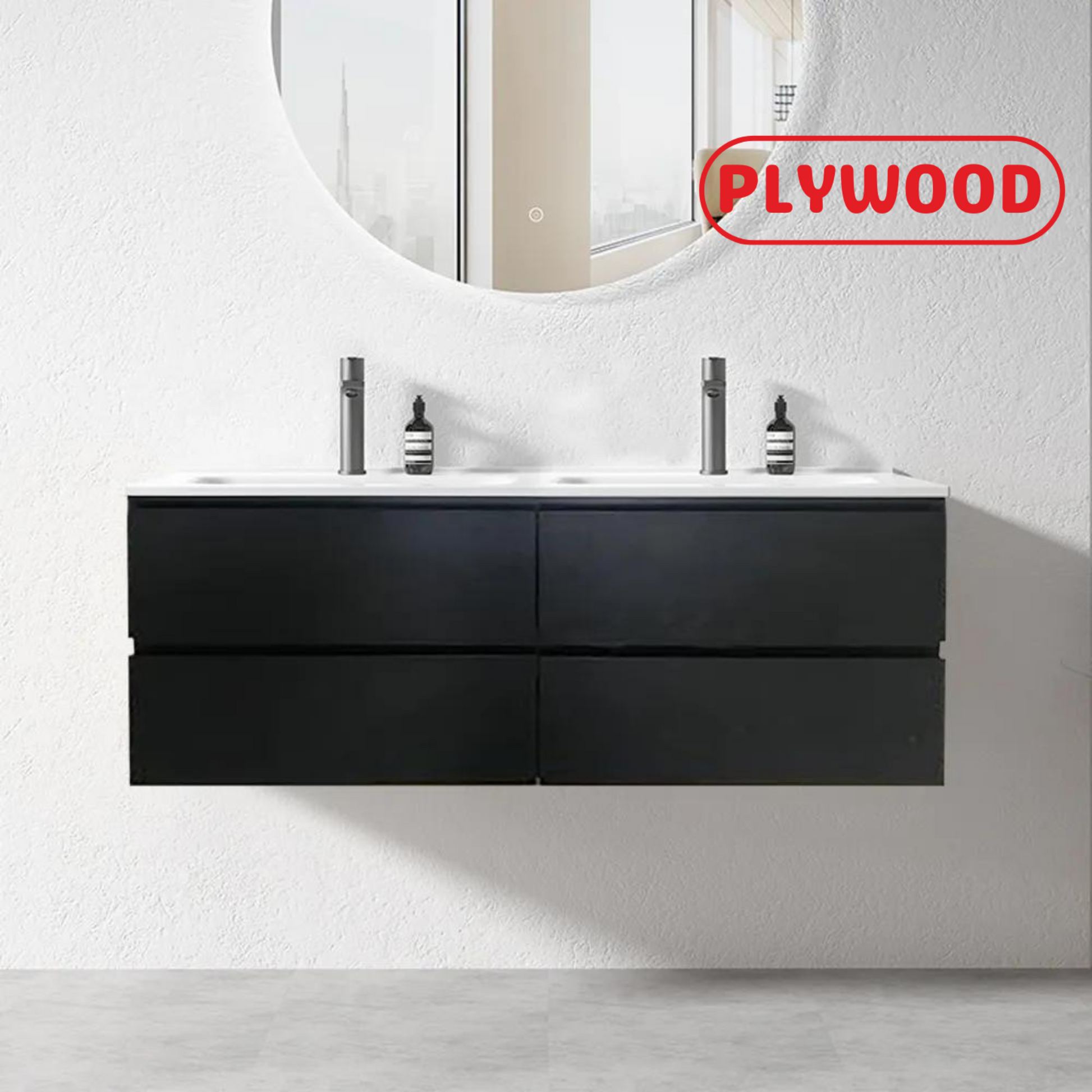 NELSON WALL HUNG VANITY | 1200MM | DARK OAK | PLYWOOD | DOUBLE BASIN - The Tile Collection™