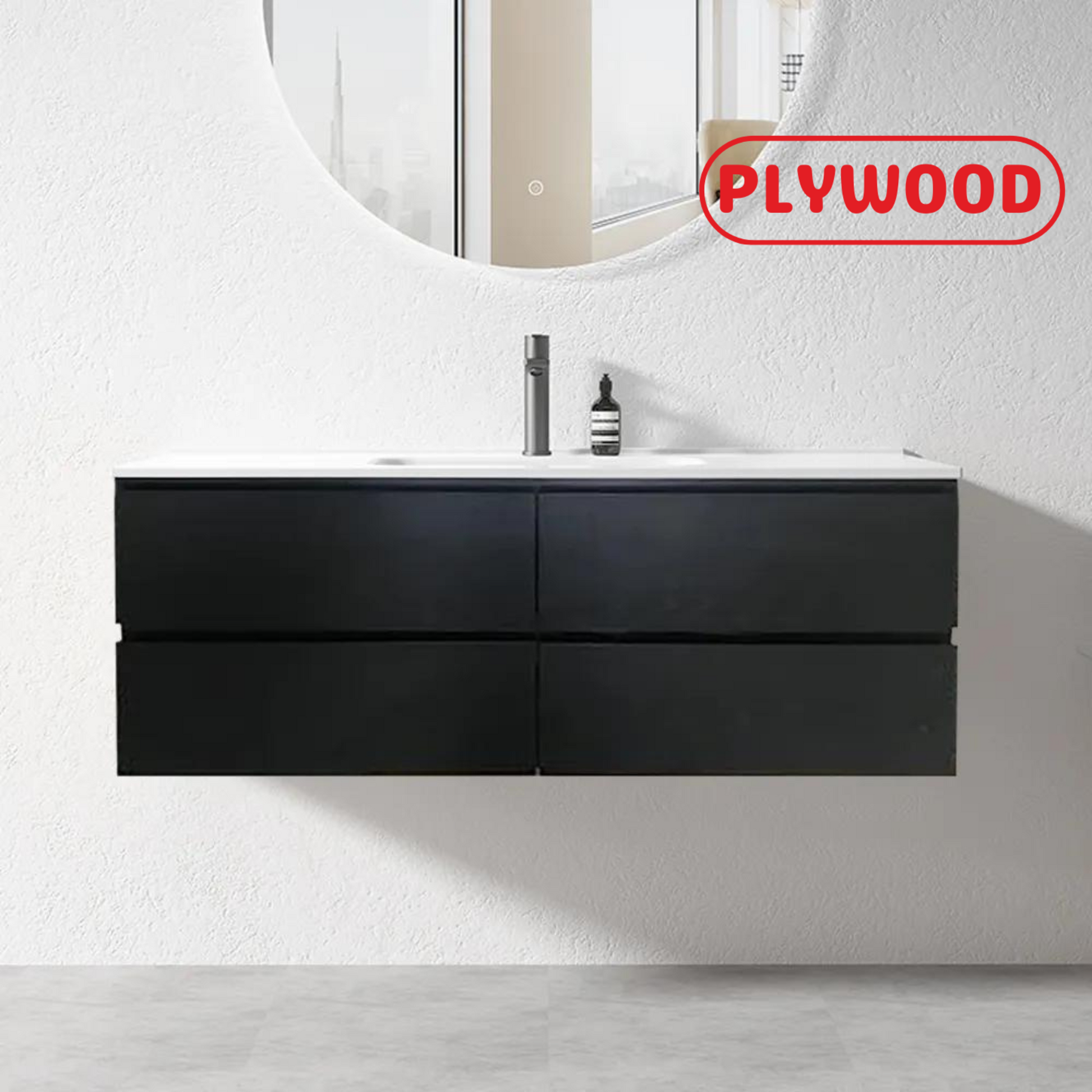 NELSON WALL HUNG VANITY | 1200MM | DARK OAK | PLYWOOD | SINGLE BASIN - The Tile Collection™