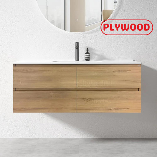 NELSON WALL HUNG VANITY | 1500MM | LIGHT OAK | PLYWOOD | SINGLE BASIN - The Tile Collection™