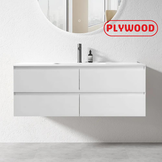 NELSON WALL HUNG VANITY | 1500MM | GLOSS WHITE | PLYWOOD| SINGLE BASIN - The Tile Collection™