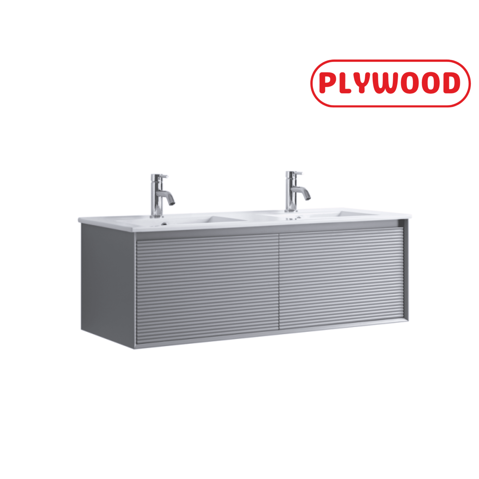 1200MM FLUTED GREY WALL HUNG PLYWOOD VANITY- DOUBLE BASIN - The Tile Collection™