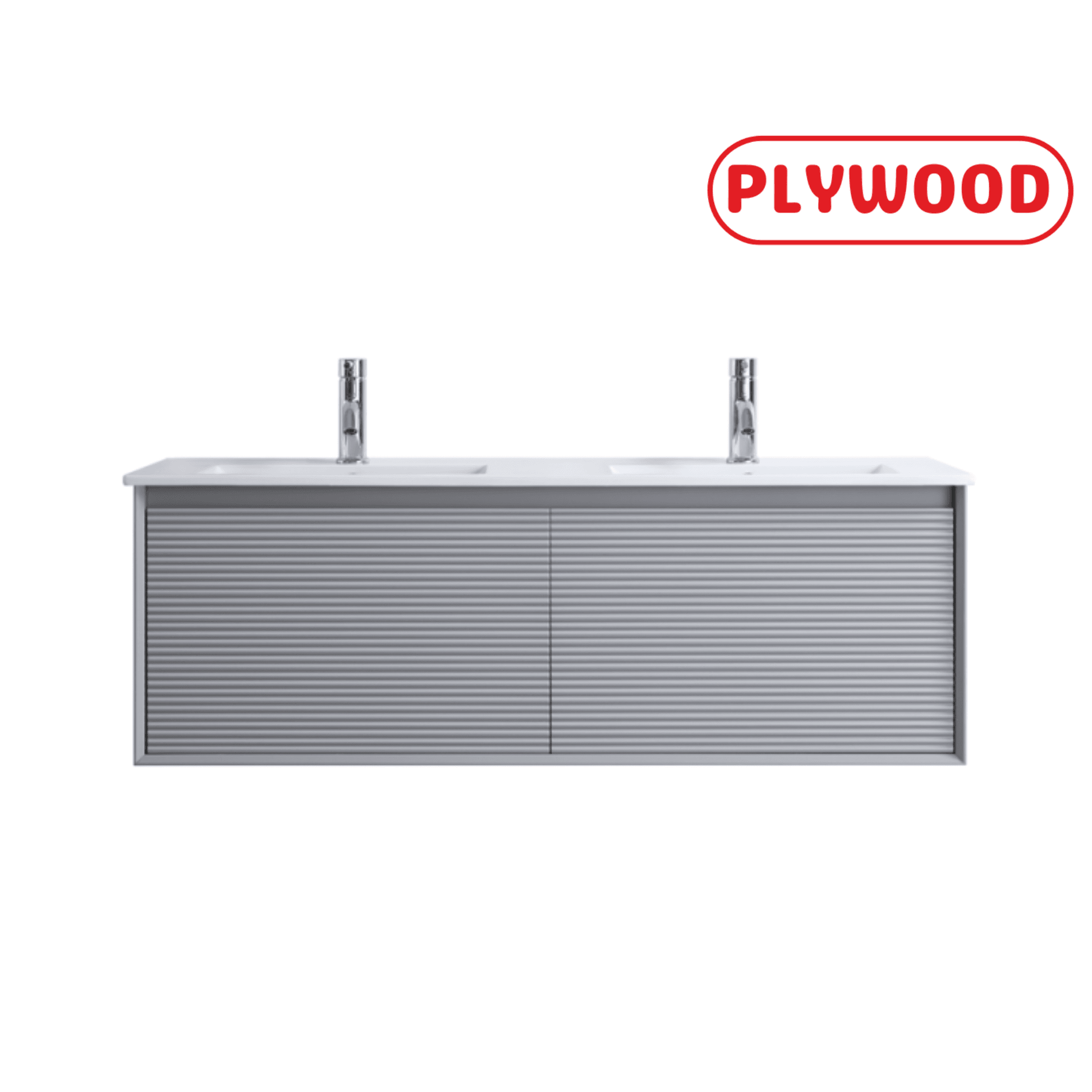 1200MM FLUTED GREY WALL HUNG PLYWOOD VANITY- DOUBLE BASIN - The Tile Collection™