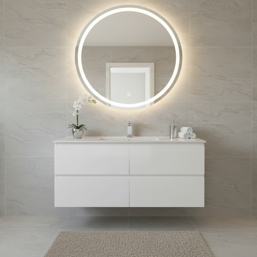 NELSON WALL HUNG VANITY | 1200MM | GLOSS WHITE | PLYWOOD| SINGLE BASIN