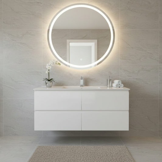 NELSON WALL HUNG VANITY | 1200MM | GLOSS WHITE | PLYWOOD| SINGLE BASIN