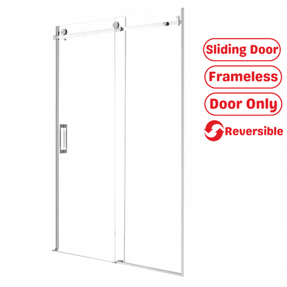1200MM FRAMELESS SHOWER DOOR - CHROME | GLASS SLIDING DOOR NZ - The Tile Collection™