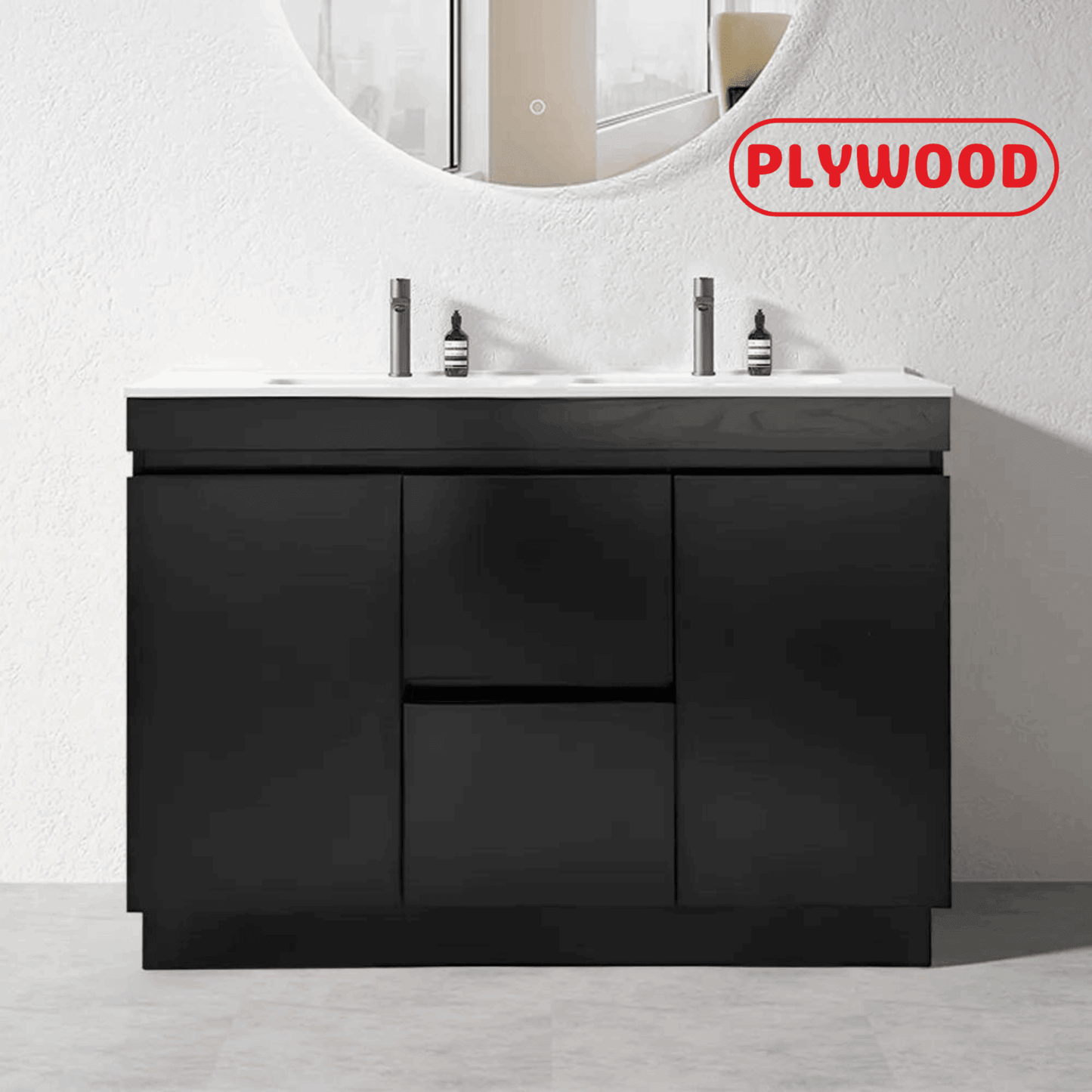 1200MM MADRID PLYWOOD DARK OAK FLOOR STANDING VANITY | DOUBLE BASIN - The Tile Collection™