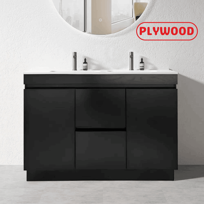 1200MM MADRID PLYWOOD DARK OAK FLOOR STANDING VANITY | DOUBLE BASIN - The Tile Collection™