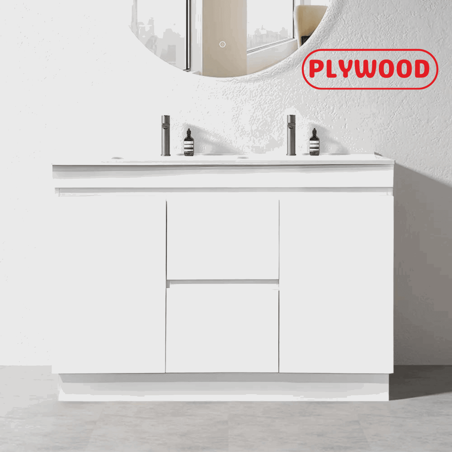 1200MM MADRID PLYWOOD WHITE GLOSS FLOOR STANDING VANITY| DOUBLE BASIN - The Tile Collection™