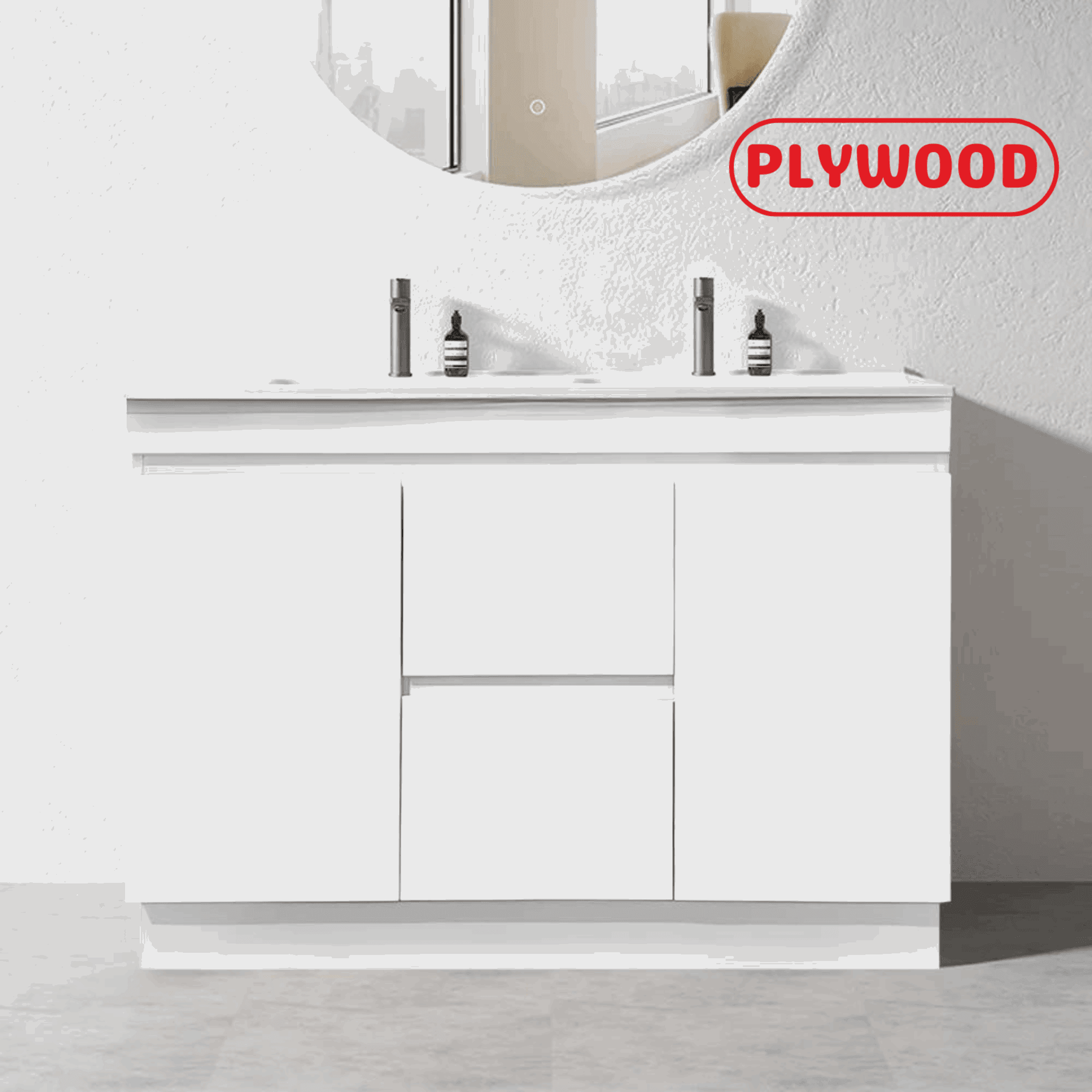 1200MM MADRID PLYWOOD WHITE GLOSS FLOOR STANDING VANITY| DOUBLE BASIN - The Tile Collection™