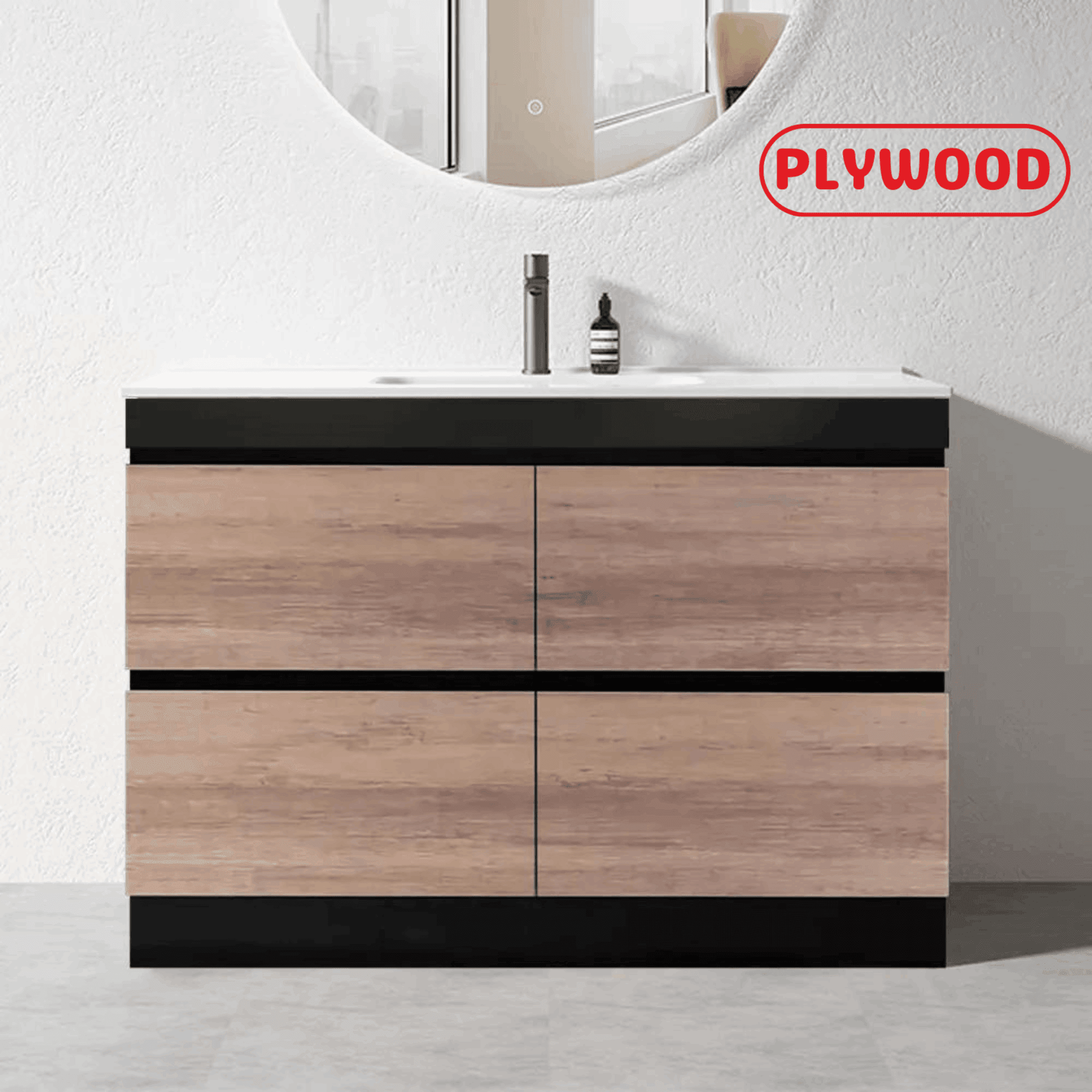1200MM POLO BLACK AND LIGHT OAK FREESTANDING VANITY SINGLE BASIN - The Tile Collection™
