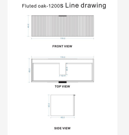 MEHER FLUTED OAK WALL HUNG VANITY | 1200MM | SINGLE BASIN | PLYWOOD