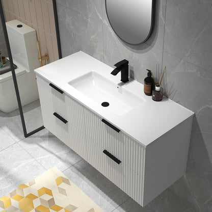 BILLY WALL HUNG VANITY MATTE WHITE 1200MM | FLUTED | PLYWOOD - The Tile Collection™