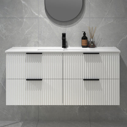 BILLY WALL HUNG VANITY MATTE WHITE 1200MM | FLUTED | PLYWOOD - The Tile Collection™