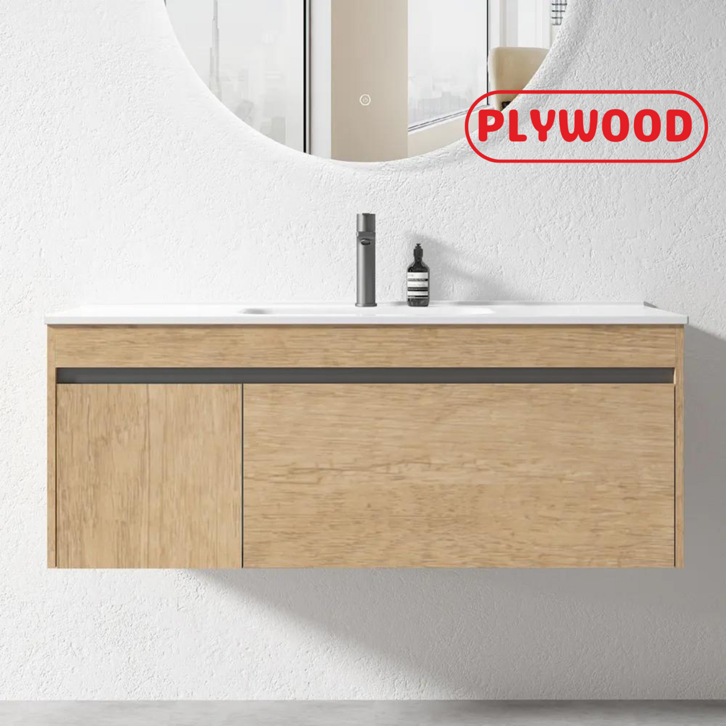 HONEY OAK WALL HUNG VANITY | 1200MM SINGLE BASIN VANITY | BC13 - The Tile Collection™