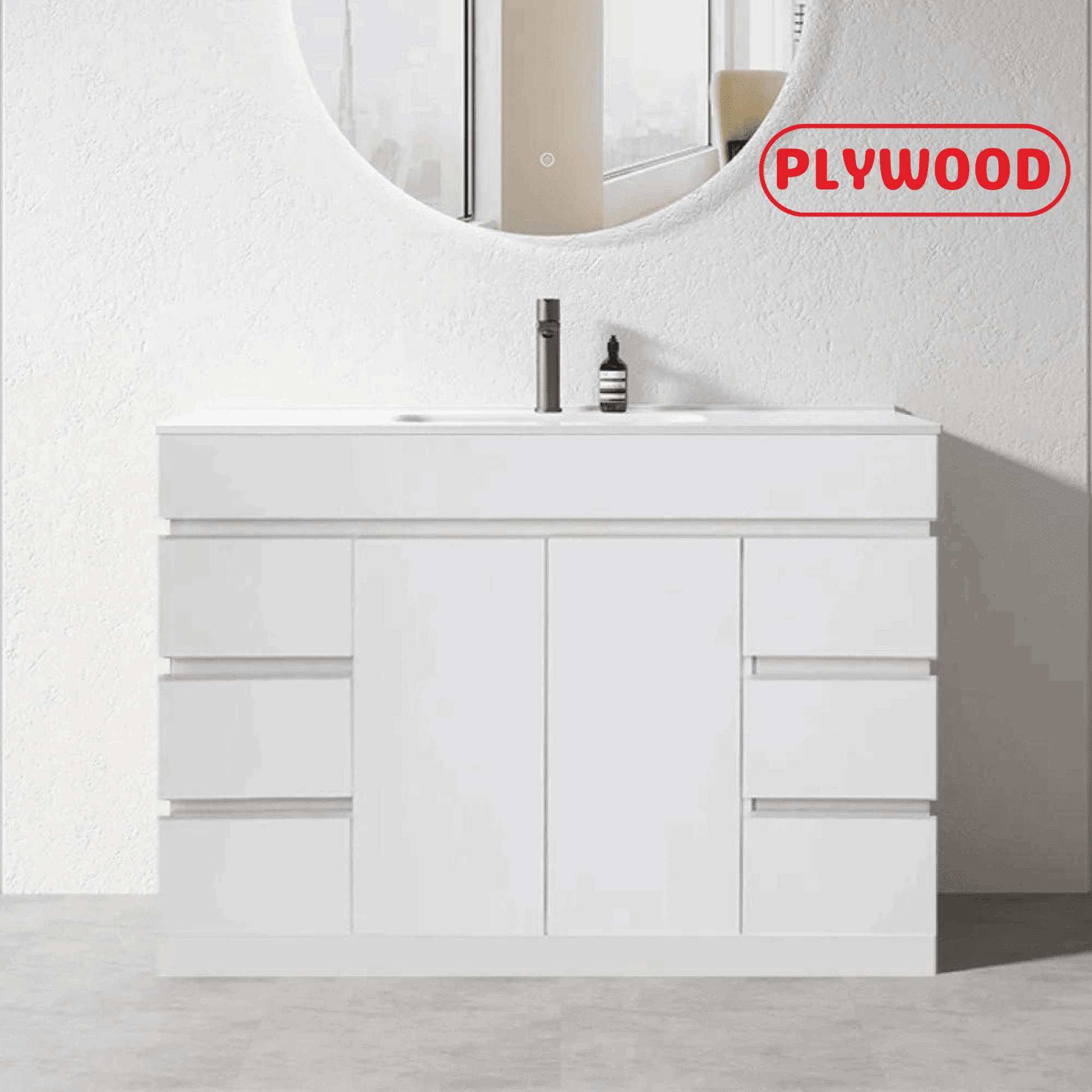 1200MM MADRID PLYWOOD WHITE GLOSS FREESTANDING VANITY SINGLE BASIN - The Tile Collection™