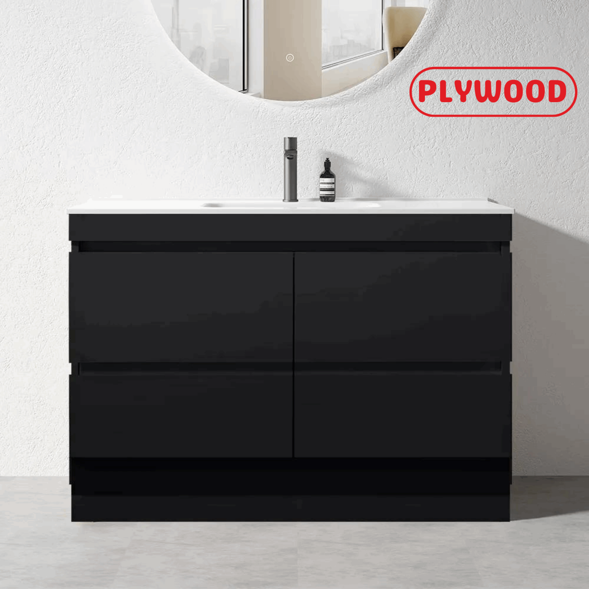 1500MM POLO DARK OAK PLYWOOD FLOORSTANDING VANITY SINGLE BASIN - The Tile Collection™
