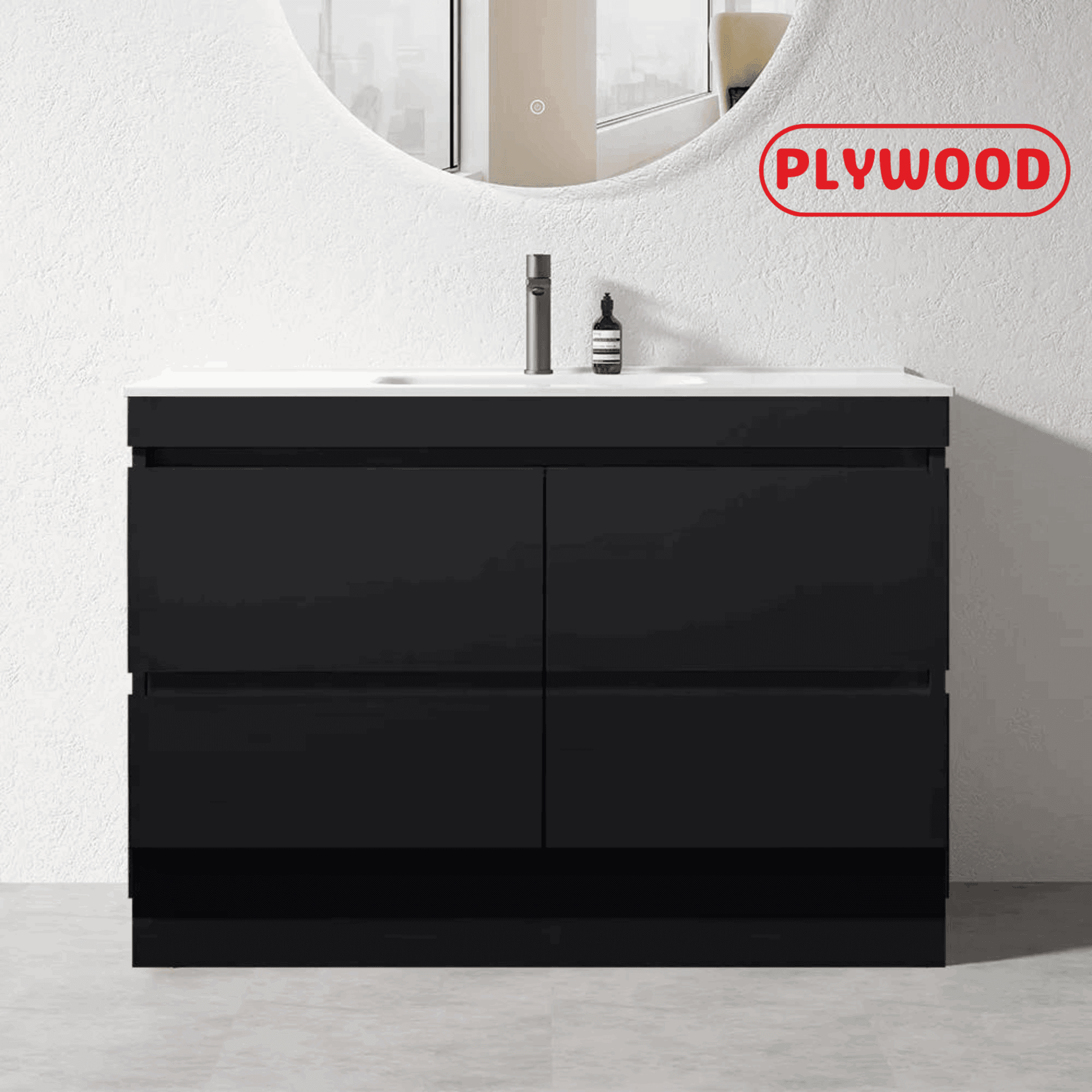 1200MM POLO DARK OAK PLYWOOD FLOORSTANDING VANITY SINGLE BASIN - The Tile Collection™