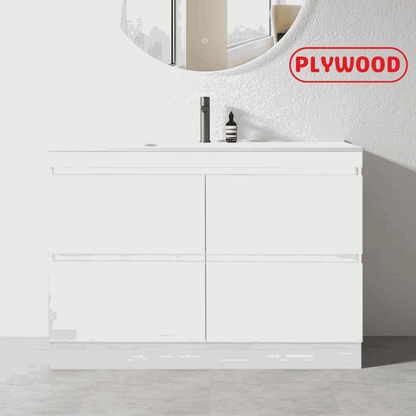 1200MM POLO GLOSS WHITE PLYWOOD FLOORSTANDING VANITY SINGLE BASIN - The Tile Collection™