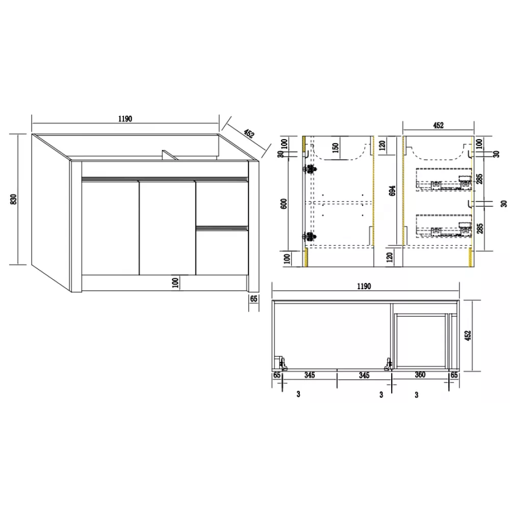 BC7 1200MM PLYWOOD FLOOR STANDING VANITY SINGLE BASIN - The Tile Collection™