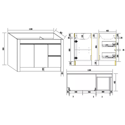 BC7 1200MM PLYWOOD FLOOR STANDING VANITY SINGLE BASIN - The Tile Collection™