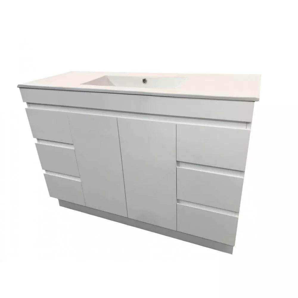 1200MM MADRID PLYWOOD WHITE GLOSS FREESTANDING VANITY SINGLE BASIN - The Tile Collection™