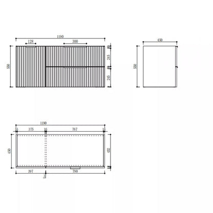 WHITE WALL HUNG VANITY | 1200MM | FLUTED | PLYWOOD | SINGLE BASIN - The Tile Collection™