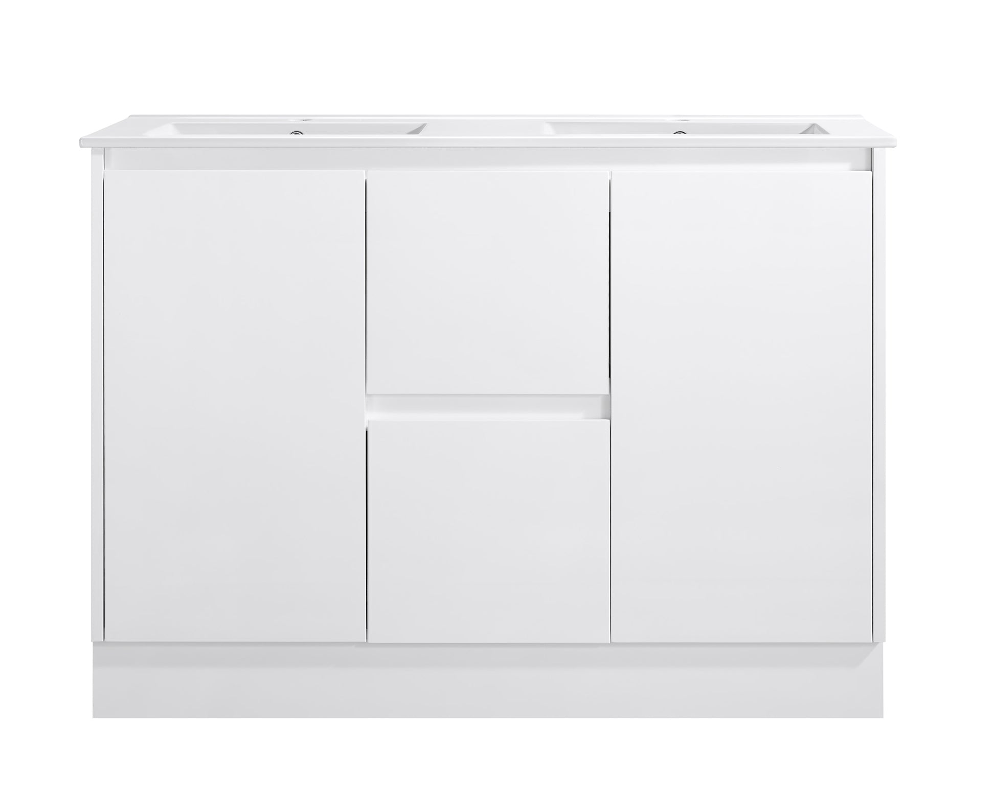 1200MM DOUBLE BASIN PVC VANITY 100% WATERPROOF GLOSS WHITE FLOOR STANDING - The Tile Collection™