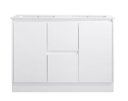 1200MM DOUBLE BASIN PVC VANITY 100% WATERPROOF GLOSS WHITE FLOOR STANDING - The Tile Collection™