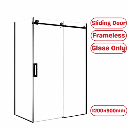1200X900MM FRAMELESS SLIDING DOOR SHOWER ENCLOSURE- BLACK - The Tile Collection™