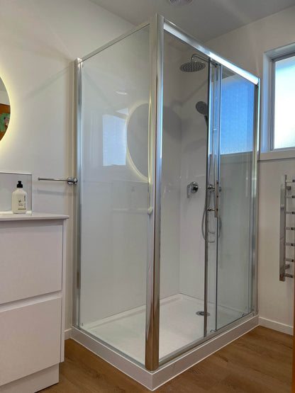 1100X750MM CHROME SLIDING DOOR SHOWER KIT - 2 SIDED - The Tile Collection™