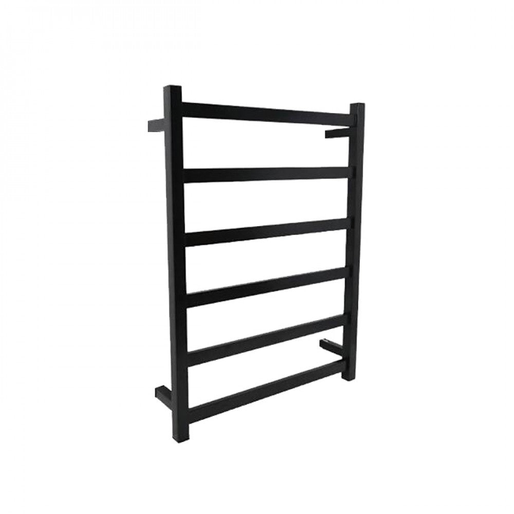 6 BAR SQUARE HEATED TOWEL RAIL 800H*600W*120D- MATTE BLACK