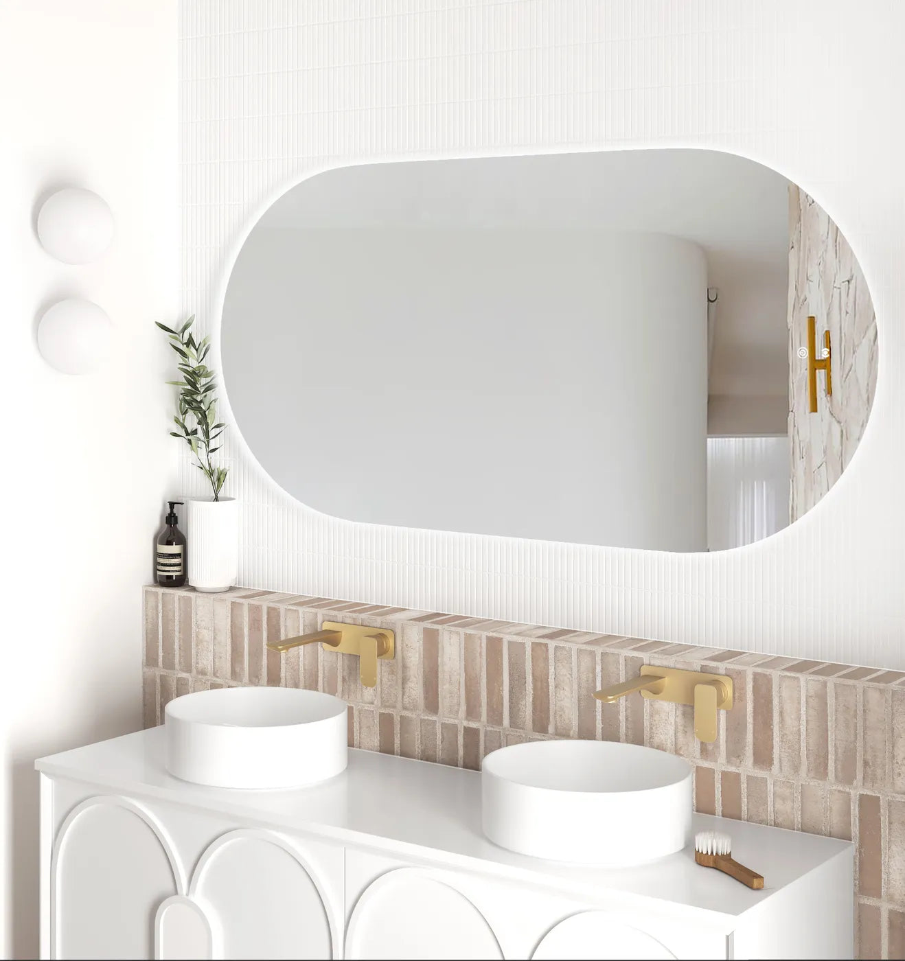 1400x700 Oval LED Mirror Backlit with Demister