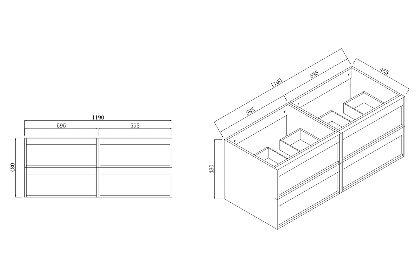 ASPEN WALNUT WALL HUNG VANITY 1200MM DOUBLE | 4 DRAWERS, PLYWOOD FLOATING VANITY NZ