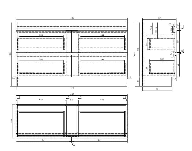 1500MM POLO BLACK AND LIGHT OAK PLYWOOD FLOORSTANDING VANITY DOUBLE BASIN - The Tile Collection™