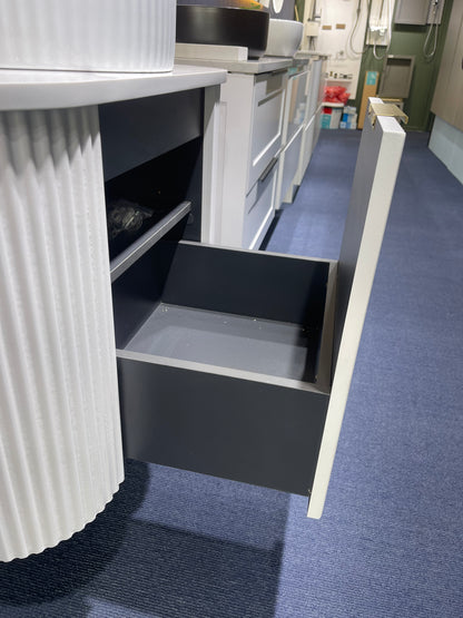900MM CURVED FLUTED WALL HUNG VANITY | MATT WHITE