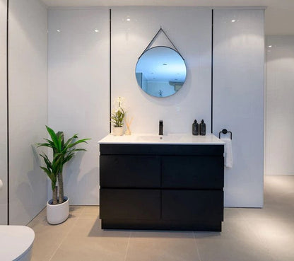 1500MM POLO DARK OAK PLYWOOD FLOORSTANDING VANITY SINGLE BASIN - The Tile Collection™
