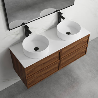 ASPEN WALNUT WALL HUNG VANITY 1200MM DOUBLE | 4 DRAWERS, PLYWOOD FLOATING VANITY NZ