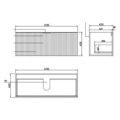 NORDI 1200MM WALL HUNG FLUTED OAK VANITY | SINGLE DRAWER