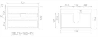 ASH GREY WALL HUNG VANITY | 750MM | PLYWOOD